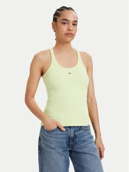 Tommy Jeans Top Racerback deschis verde
