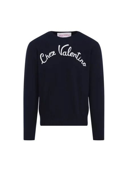 Lniany sweter Valentino niebieski