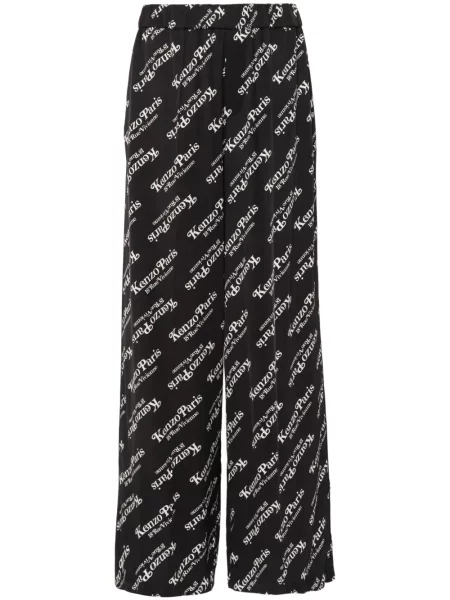 Pantaloni Kenzo cu imagine din țesătură twill negru