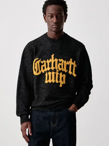 Carhartt WIP Blackletter Sweater πουλόβερ με πρόσμιξη μαλλιού Ανδρικό μαύρο