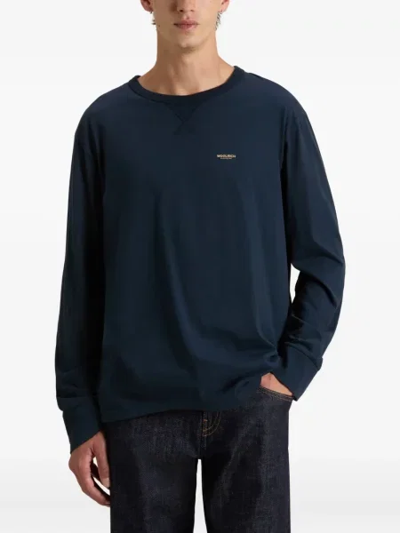 Tricou Woolrich cu decolteu rotund lung albastru