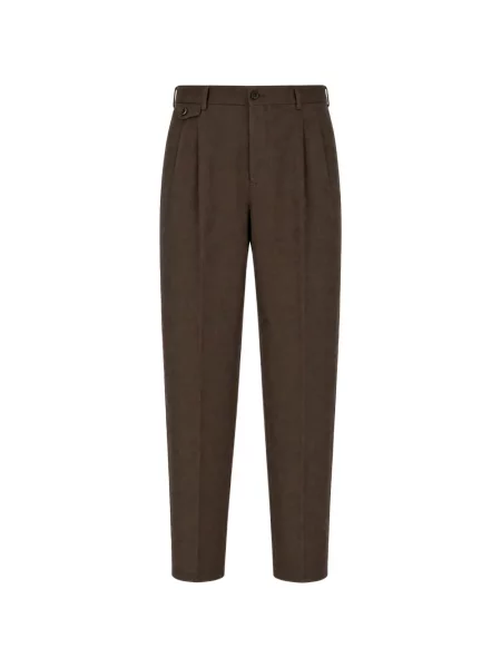 Pantaloni Pt Torino din țesătură twill maro