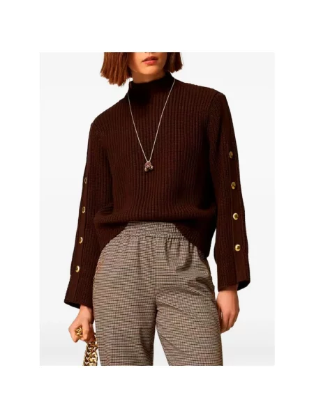 Sweter z golfem Twinset brązowy