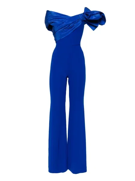 Kombinezon Saiid Kobeisy z kokardką drapowany niebieski
