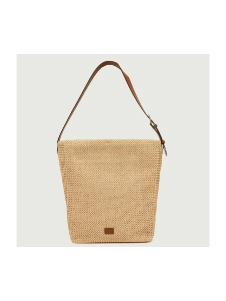 Pinko Geantă shopper BUCKET BIG TRITTICO cu adaos de piele bej