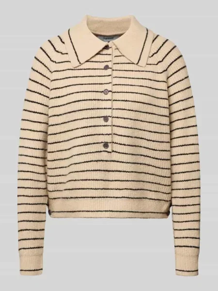 Sweter z dzianiny o kroju relaxed fit z kołnierzykiem polo model True' Topshop beżowa