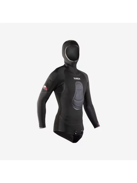 Kurtka do łowiectwa podwodnego Decathlon z gładkiego neoprenu 5 mm czarna