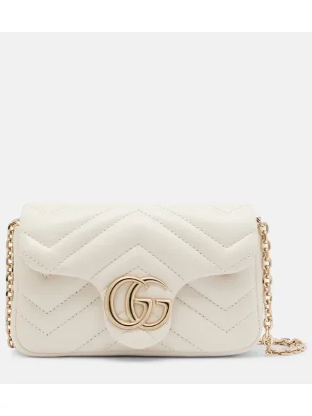 Geanta de piele Gucci GG Marmont din piele alb