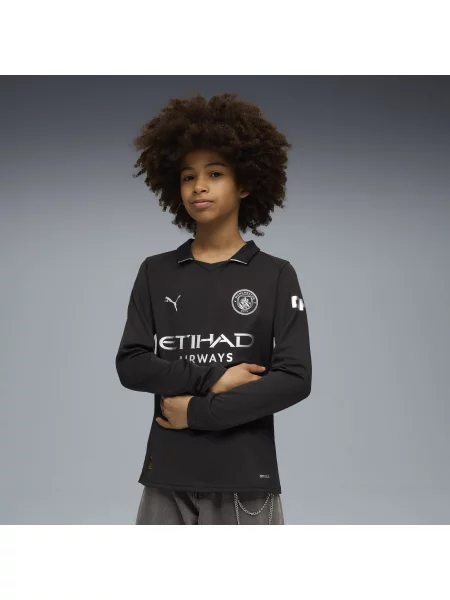 PUMA Młodzieżowa koszulka wyjazdowa z długim rękawem Manchester City Odzież czarny