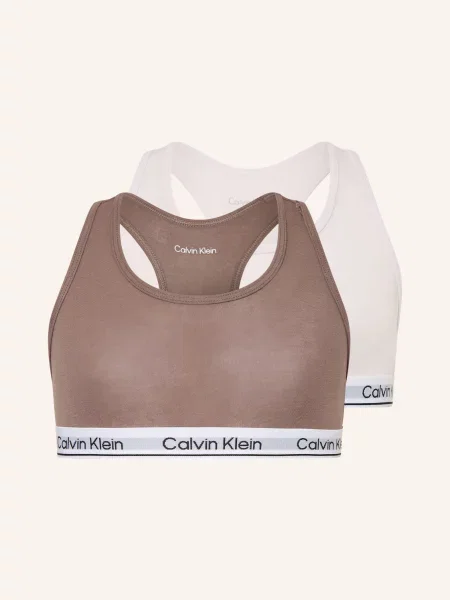 Calvin Klein Bustier Podprsenka Icon Cotton Stretch 2 Kusy V Balení světle / černošedá růžová