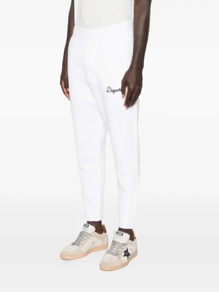 Pantaloni Dsquared2 alergare cu autograf alb