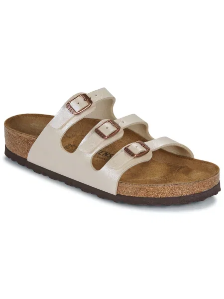 Pantofi Birkenstock cu perle alb