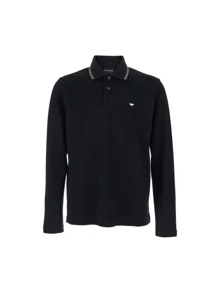 Koszulka polo Emporio Armani z długim rękawem czarna