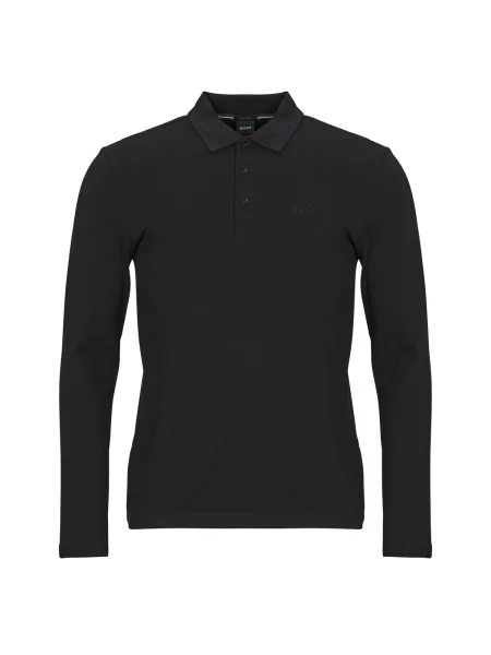 Polo majica Boss z dolgimi rokavi črna