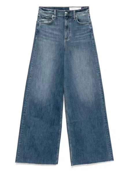 Blugi Rag & Bone cu talie înaltă albastru