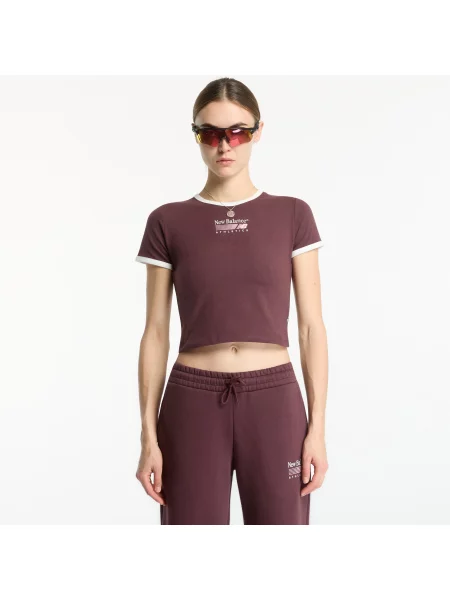 Tričko New Balance Trackside Ringer T-Shirt Cherry Leather XS