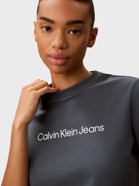 Класична футболка Calvin Klein Jeans з лого зелена