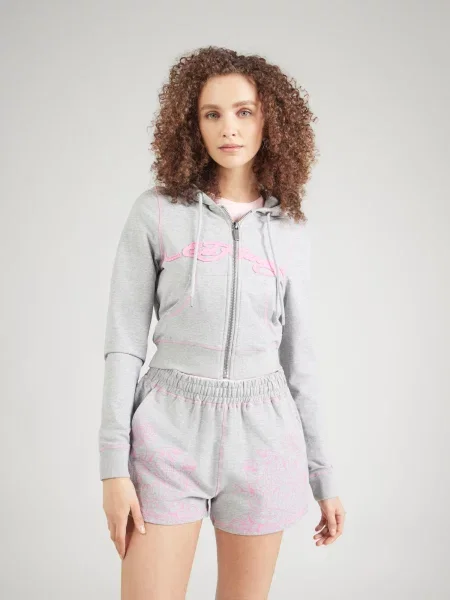 Ed Hardy Tepláková bunda tmavomodrá / melírovaná / tmavooranžová / ružová sivá