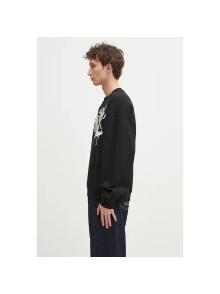 Marcelo Burlon bluza County Angel Boxy Crewneck Black Multico z nadrukiem czarny