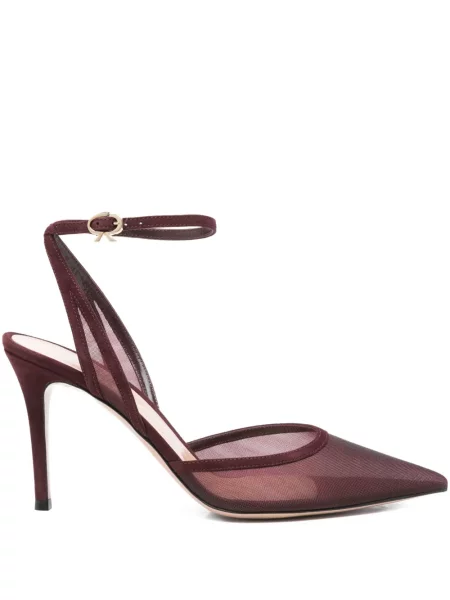 Pantofi cu toc Gianvito Rossi din piele de căprioară roșu