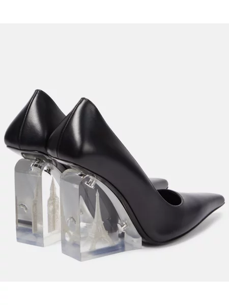 Kožené lodičky Jimmy Choo na kline čierna