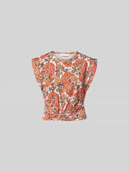 T-shirt z marszczeniami Rabanne pomarańczowa