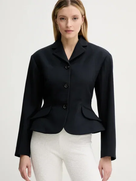 Bally geaca de lana bleumarin un singur rand de uni