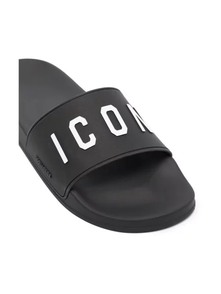 Klapki Dsquared2 z nadrukiem czarne