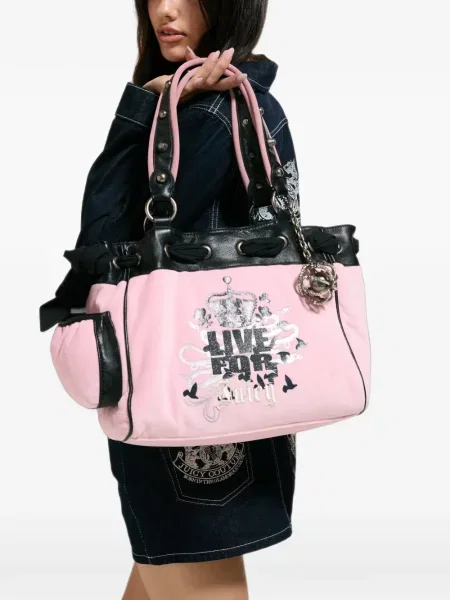 Шопинг чанта Juicy Couture с принт розово