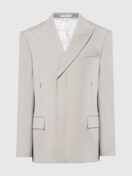 Двобортний жакет з вовни Helmut Lang зелений