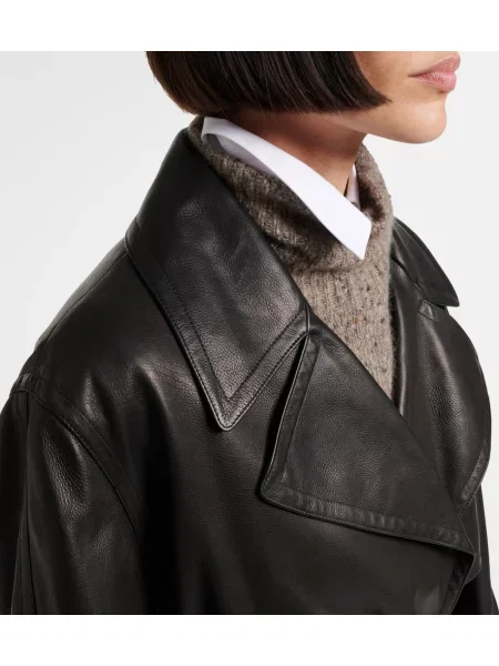 Palton The Row din piele negru