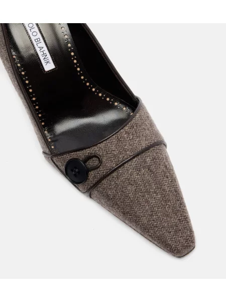 Pantofi cu toc Manolo Blahnik cu model herringbone maro