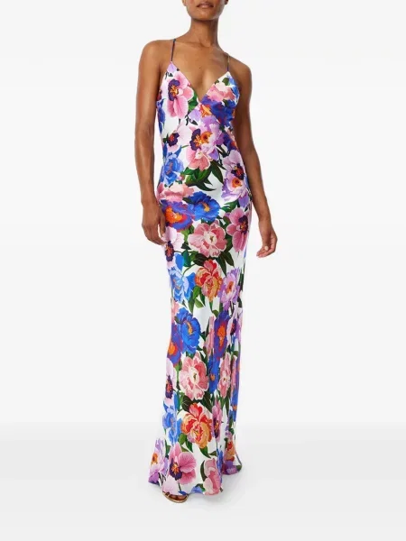 Rochie maxi Borgo De Nor cu model floral cu imagine alb