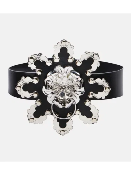 Curea Blumarine din piele cu model floral negru