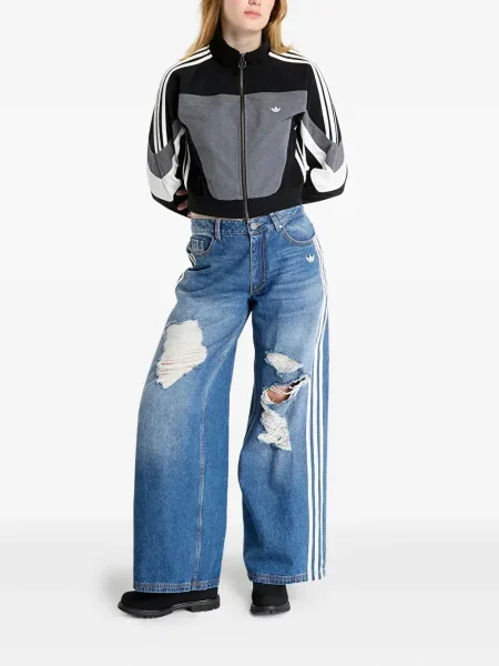 Cropp tricou Adidas din dantelă cu imagine negru