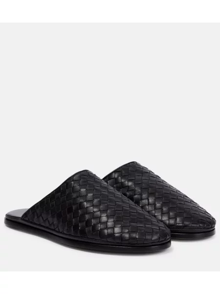 Papuci de casă Bottega Veneta din piele negru