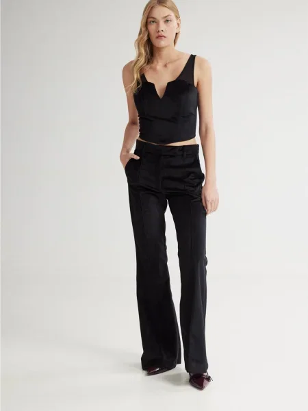 Pantaloni cu dungă Scarlet' negru
