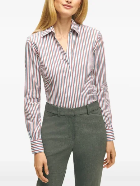 Ριγέ μακρύς πουκάμισο Brooks Brothers λευκό