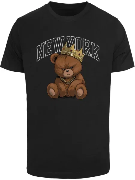Mister Tee Tricou NY Crowned Bear maro / negru alb
