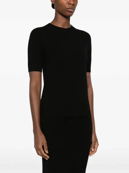 Scurt tricou Arovescio cu decolteu rotund negru