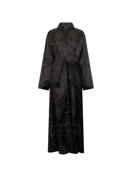 Rochie Roberto Cavalli de mătase cu mâneci lungi cu crăpătură negru