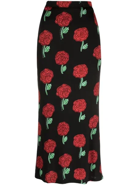 Spódnica jeansowa Versace Jeans Couture w kwiatki z nadrukiem czarna