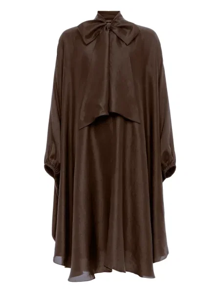 Sukienka midi Azeeza z kokardką do kolan garniturowa brązowa