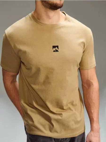 Sinsay koszulka z napisem beżowy