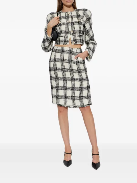 Καρό μπουφάν Vetements tweed λευκό