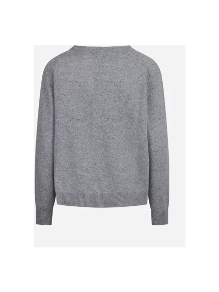 Sweter Ballantyne wełniany z okrągłym dekoltem szary