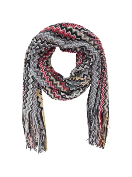 Плетен шал Missoni с ресни сиво