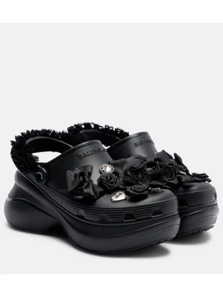 Мюли Balenciaga Crocs на платформе черно