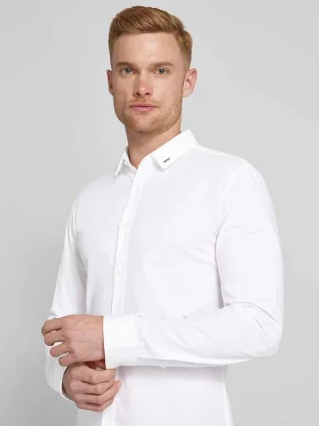 Koszula casualowa z detalem z logo model ‘Ero’ Hugo biała