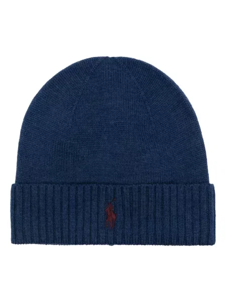 Siuvinėtas vilnonis kepurė Polo Ralph Lauren pinti ruda